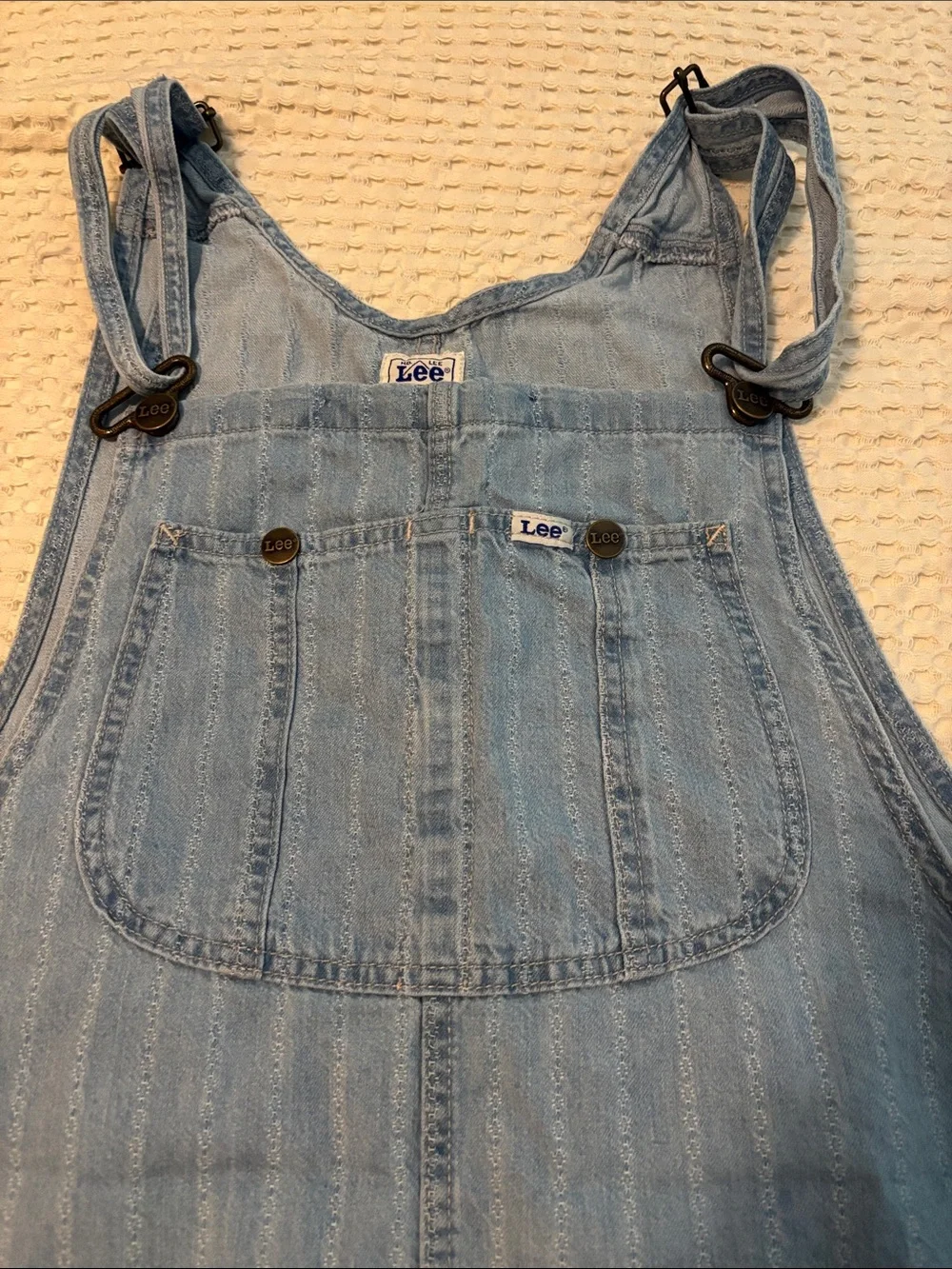 Lee Workwear Light Wash Denim Overalls Dress Jumper Sz L